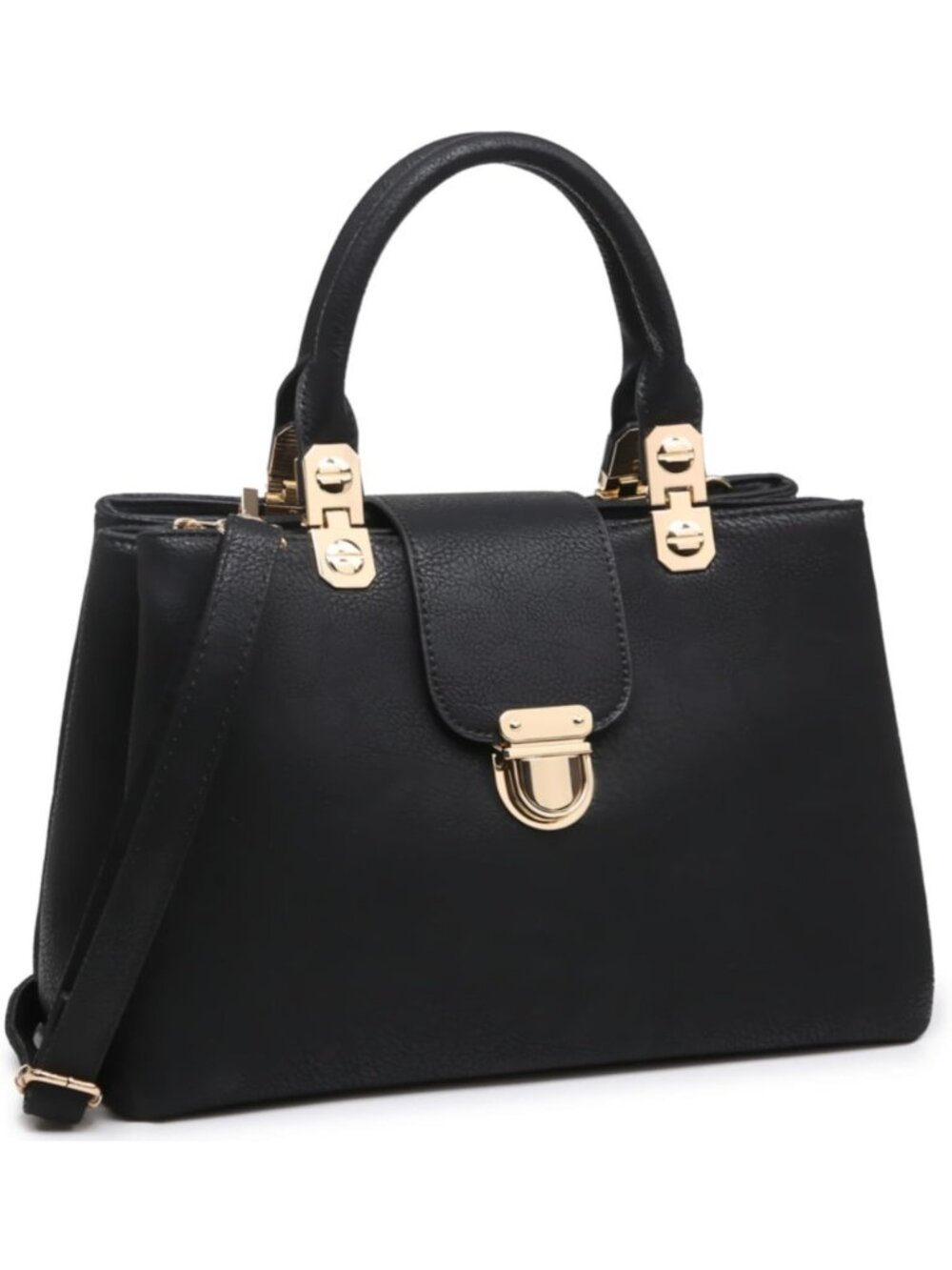 Stylish Vegan Leather Satchel Handbag - Medium Tote Purse with Top Handle - Picture 1 of 6